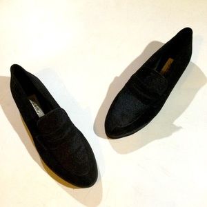 Seychelles Womens Size 10 Penny Loafer Calf Hair Suede Leather Shoes In Black.